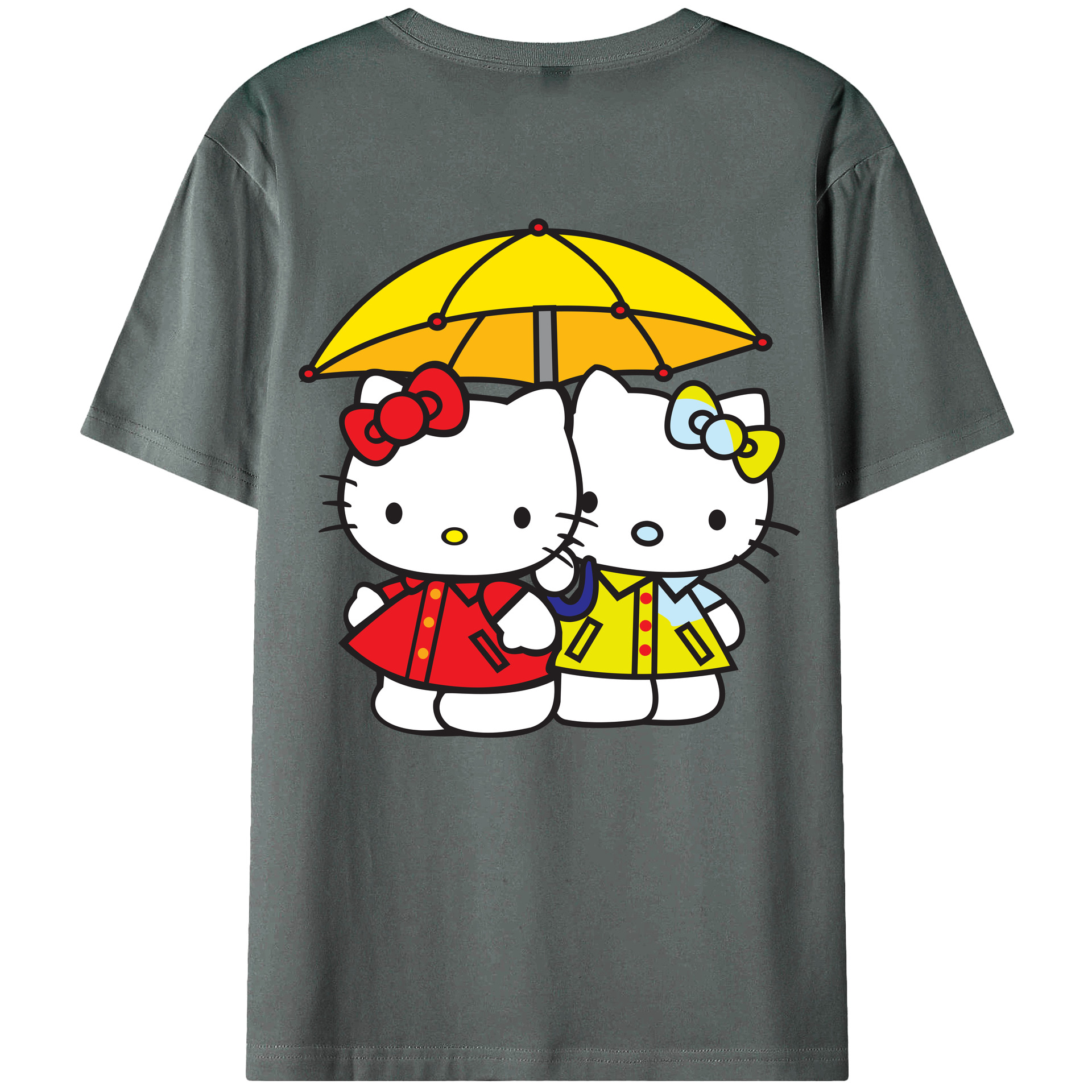 （画像用） Hello Kitty ハローキティ 綿100％ メンズ半袖Tシャツ（バックプリント） 通気性